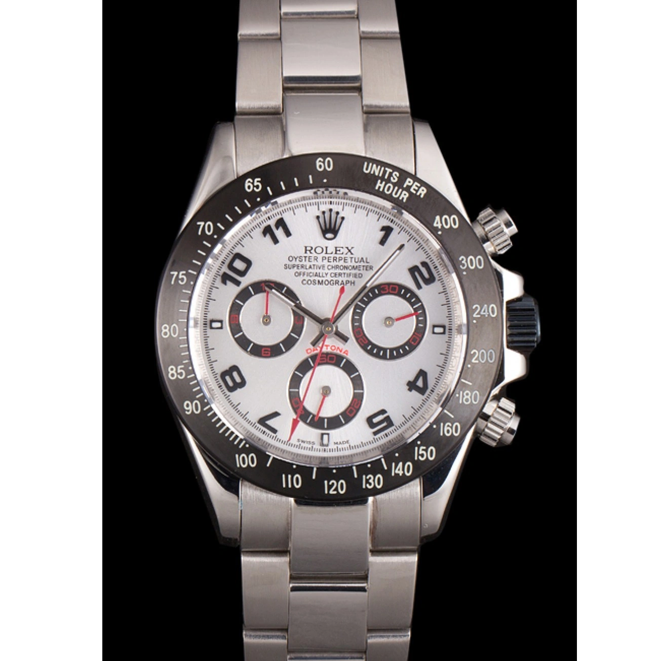 Rolex copies cheap Daytona Enameled Steel Dial Black Silver Rolex Stainless 1015